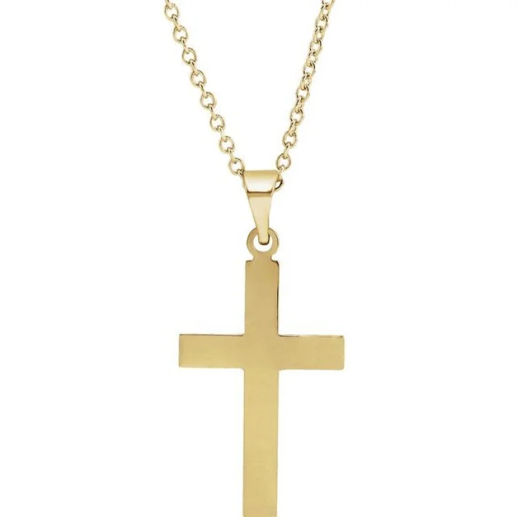 14K Yellow 18 x 12 mm Cross 18" Necklace