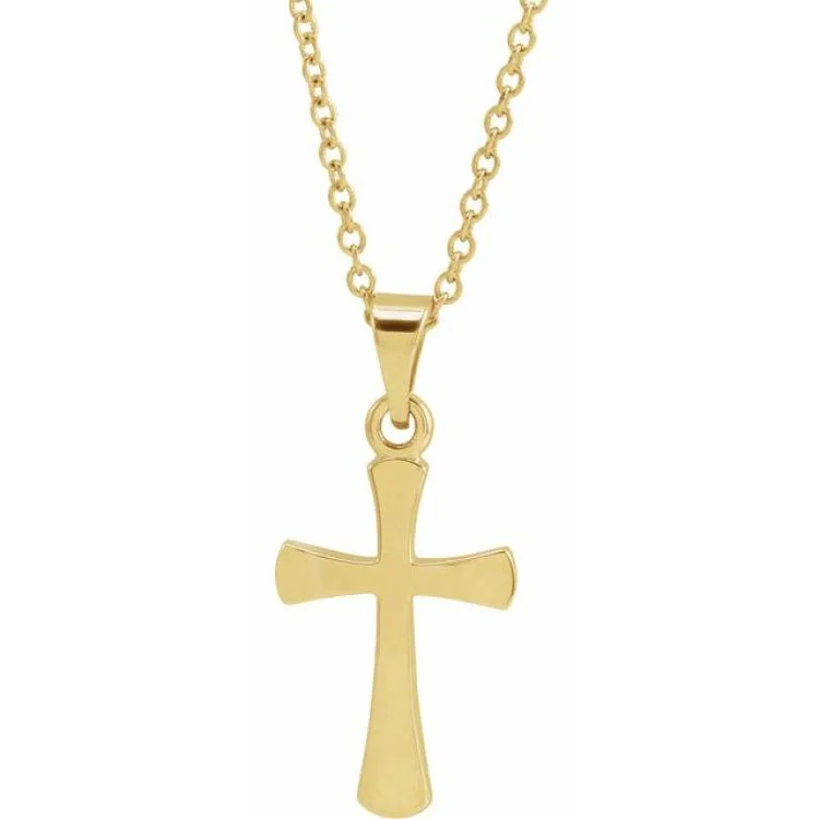 14K Yellow 16.1x8 mm Cross 18" Necklace