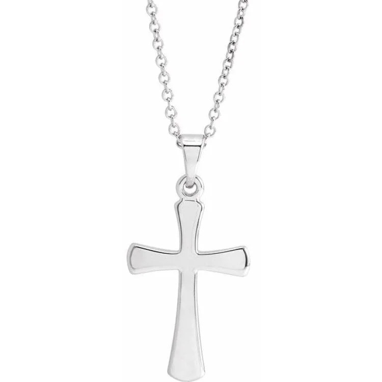 Sterling Silver 16.1x8 mm Cross 18" Necklace