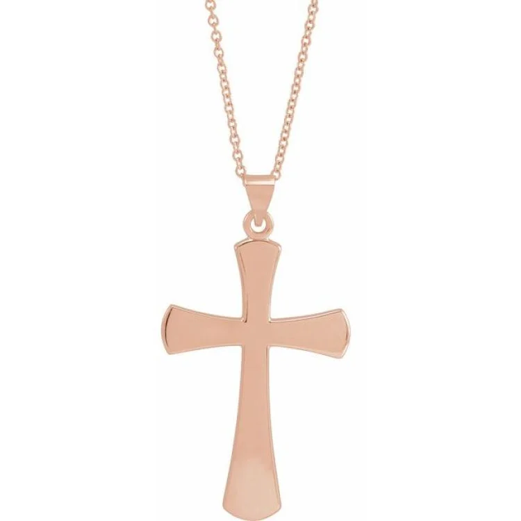 14K Rose 28.5x19 mm Cross 18" Necklace