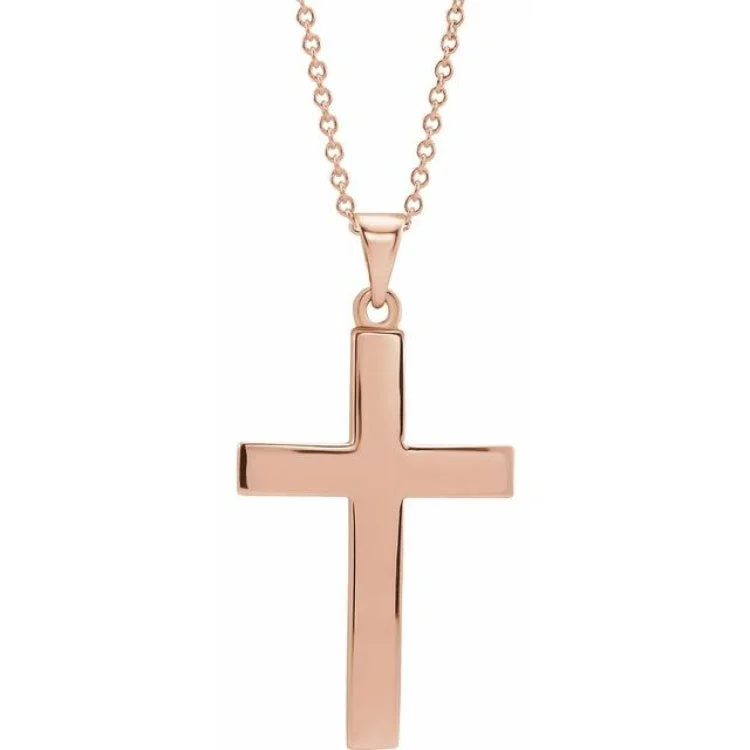 14K Rose Cross 18" Necklace