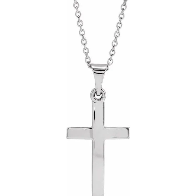 14K White Cross 18" Necklace