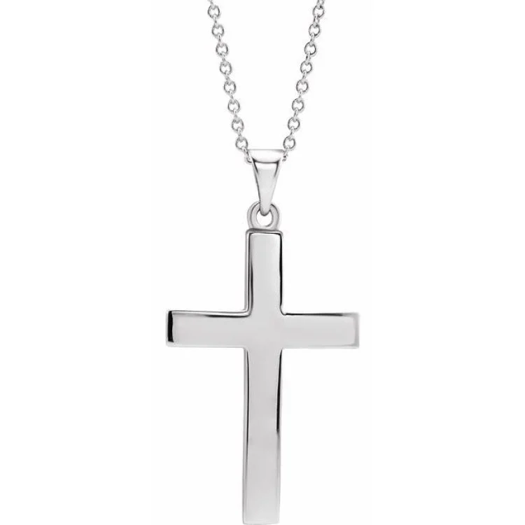 14K White Cross 18" Necklace