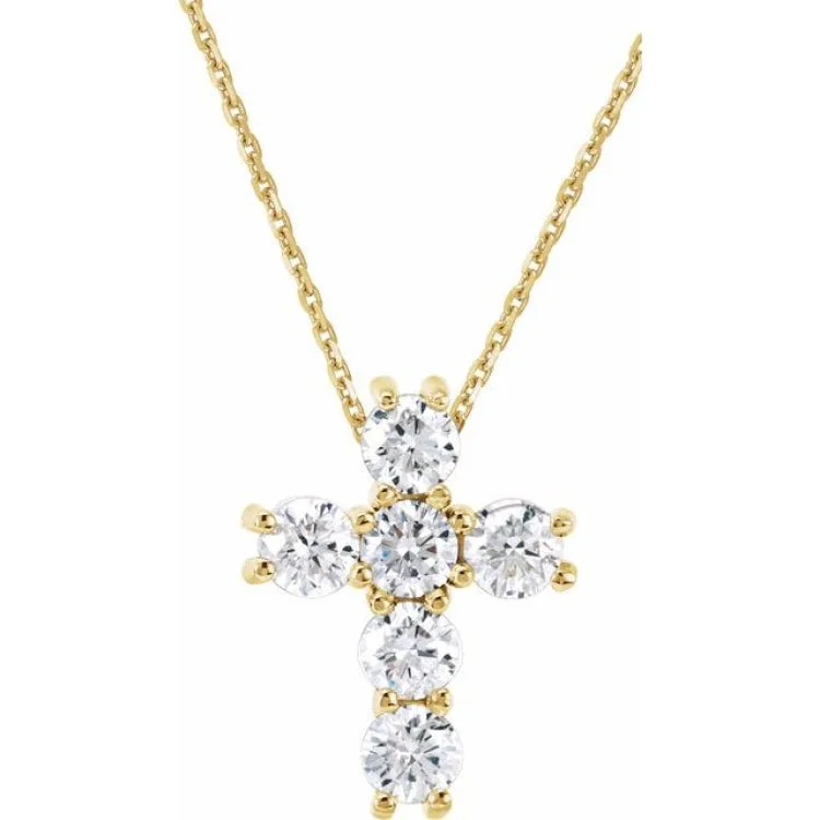 14K Yellow 1/4 CTW Natural Diamond Cross 18" Necklace