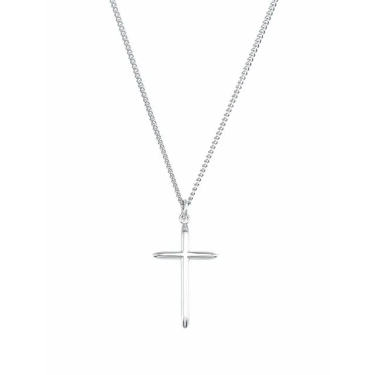 Sterling Silver 25.7x14 mm Cross 18" Necklace