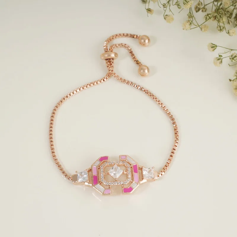 Cute meenakari free size rose gold bracelet