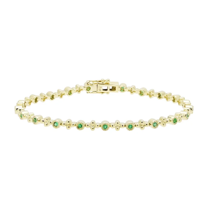 Dabakarov Emerald Tennis Bracelet in 14kt Yellow Gold