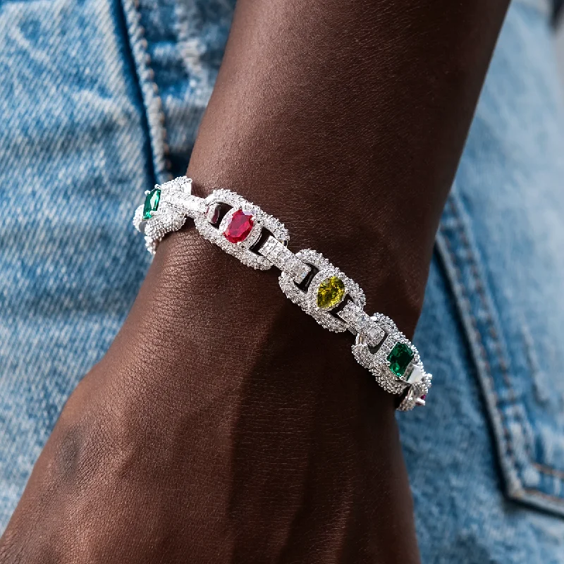 Diamond Multicolor Cluster Mariner Bracelet