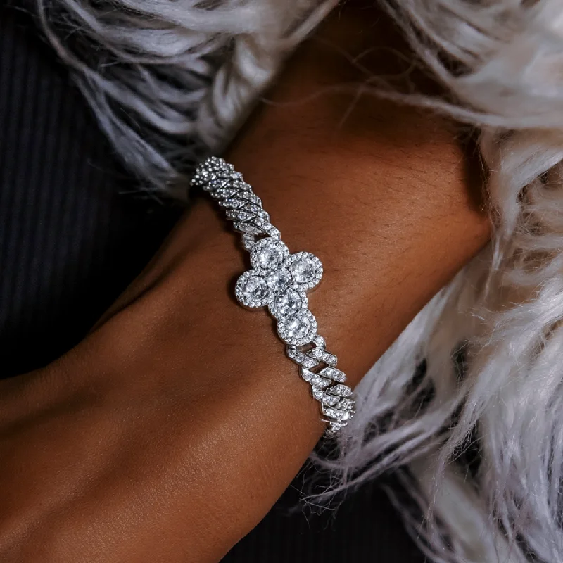 Diamond Prong Rounded Cross Bracelet