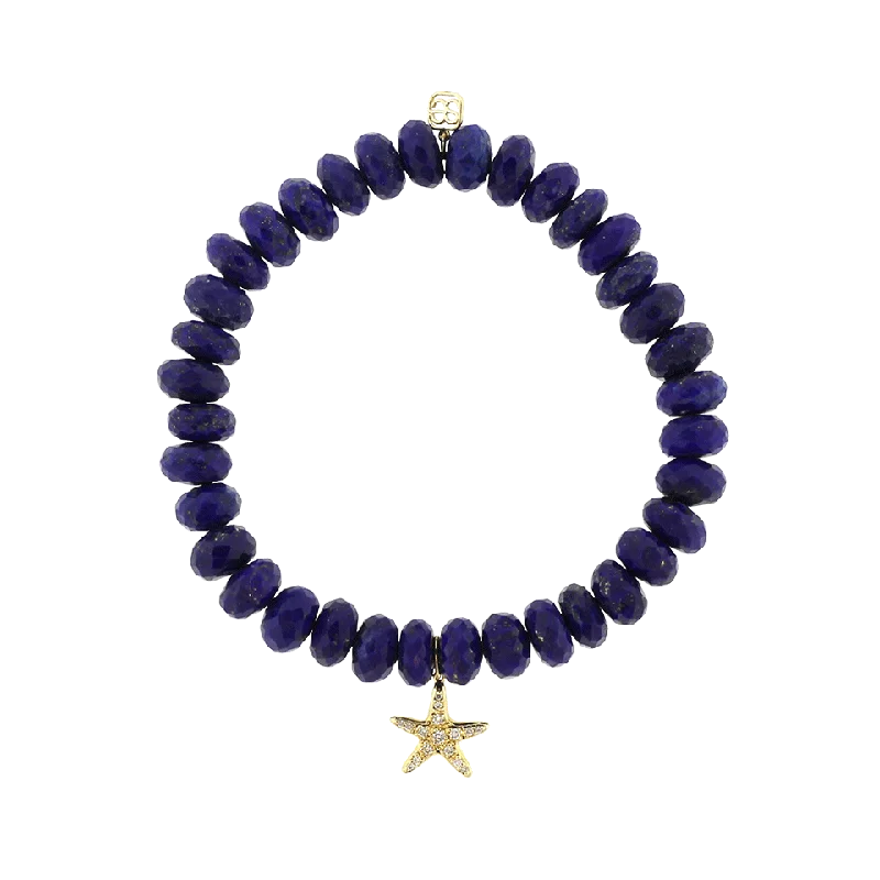 Diamond Starfish Lapis Beaded Bracelet