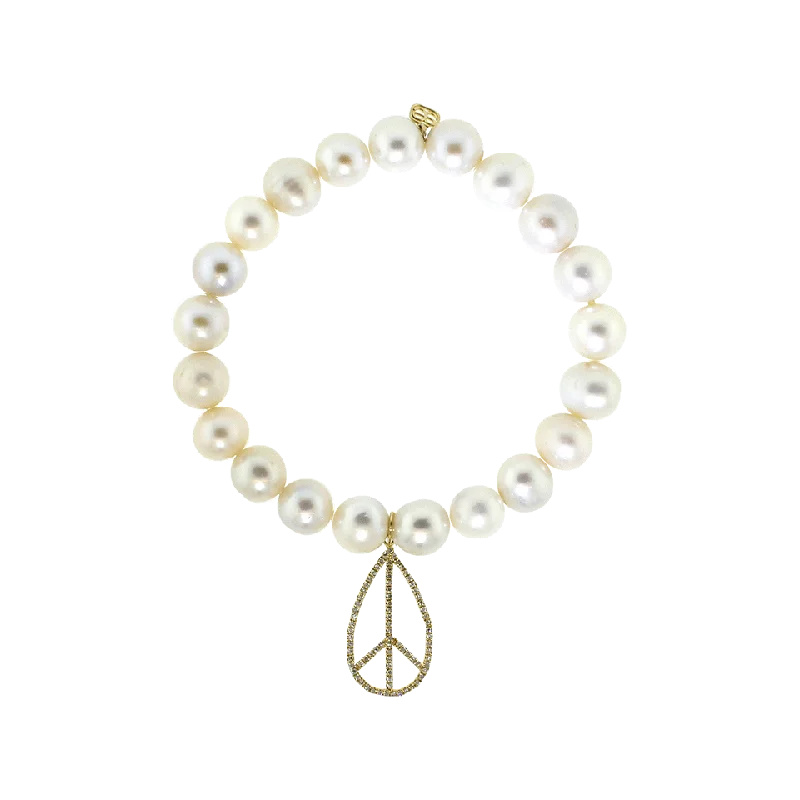 Diamond Teardrop Peace Sign  Bracelet