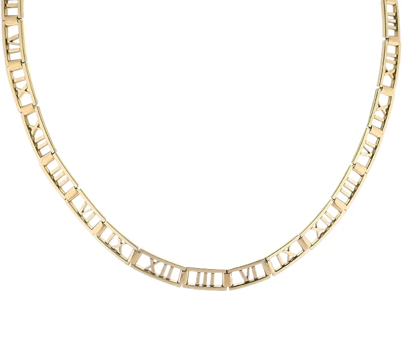 Estate Tiffany & Co 18k Yellow Gold Roman Numerals Atlas Collection Collar