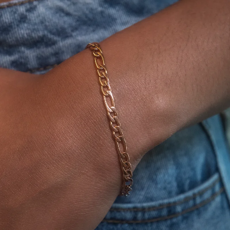 Figaro Bracelet in Rose Gold- 4mm