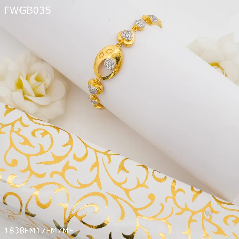 Freemen 1mg Dimond with gold plated kada Bracelet - FWGB035