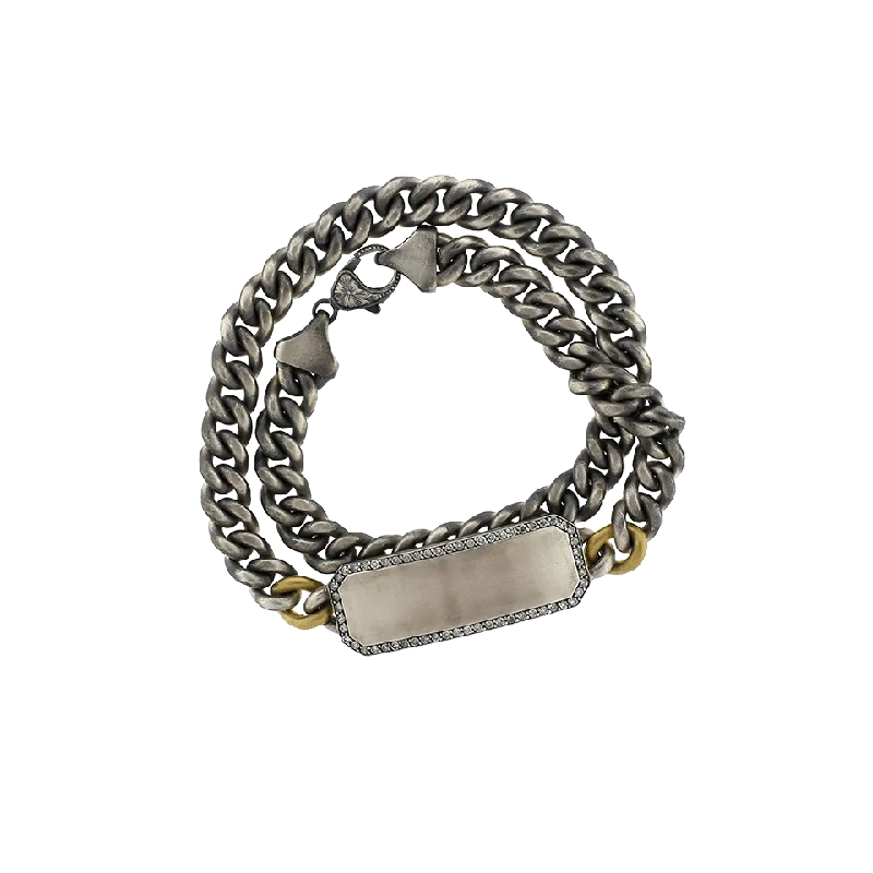 Grey Diamond ID Wrap Bracelet