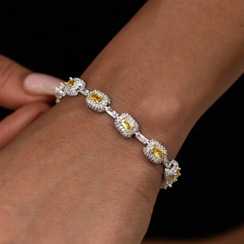 Iced Canary Cushion Cut Bracelet