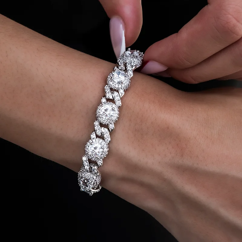 Iced Diamond Station Cuban Bracelet