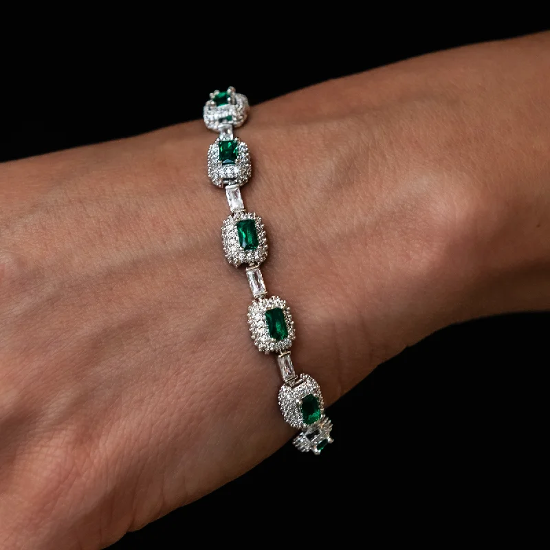 Iced Emerald Cushion Cut Bracelet