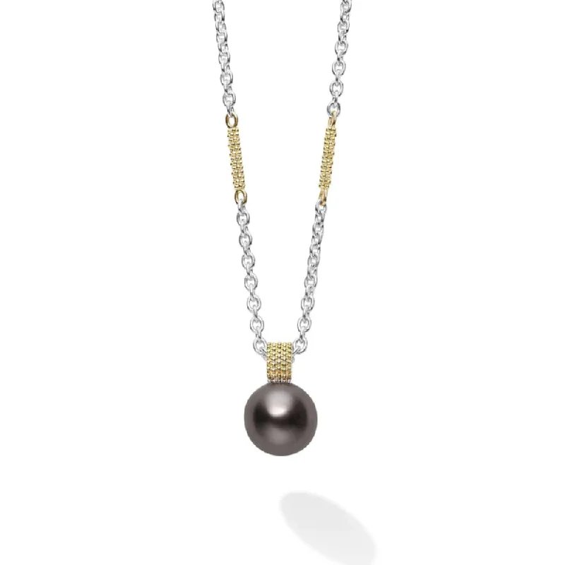 Lagos Luna Tahitian Black Pearl Pendant Necklace