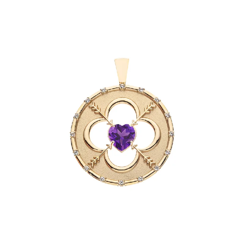 LOVE 14k Amethyst Quatrefoil Coin Pendant