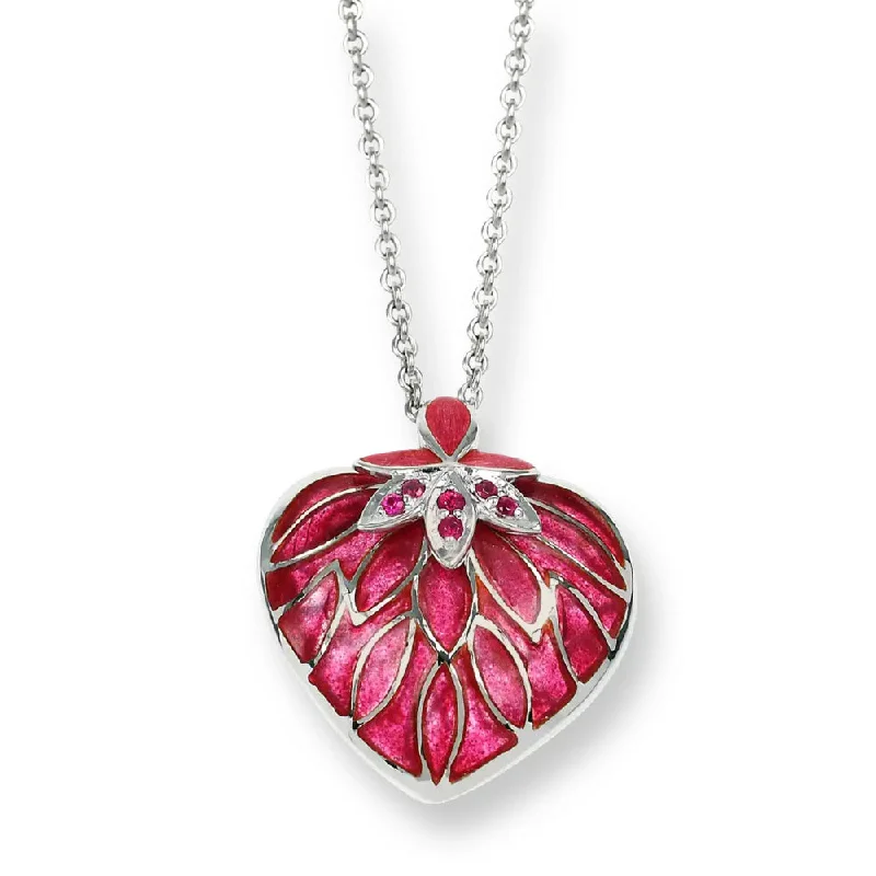 Nicole Barr Red Plique-A-Jour Heart Necklace