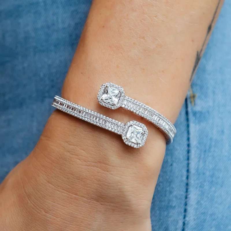 Pave Cushion Cut Baguette Cuff