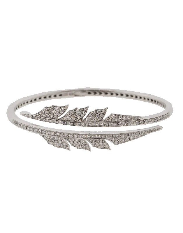 Pave Diamond Open Feather Bracelet