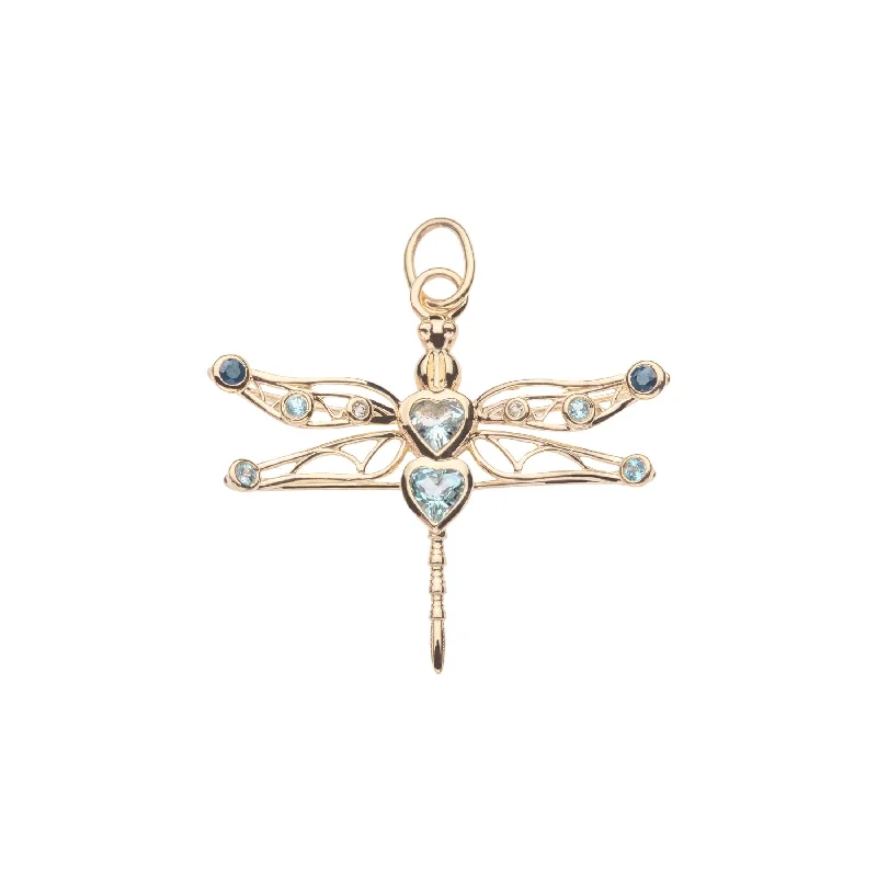 PEACE Dragonfly Pendant in Solid Gold