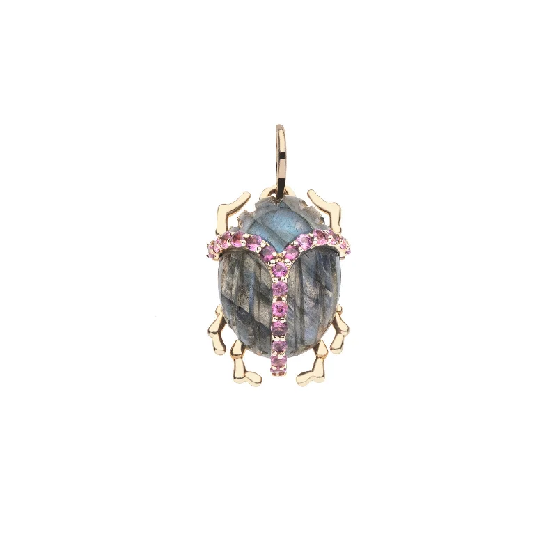 PROTECT Labradorite Scarab Pendant in Solid Gold