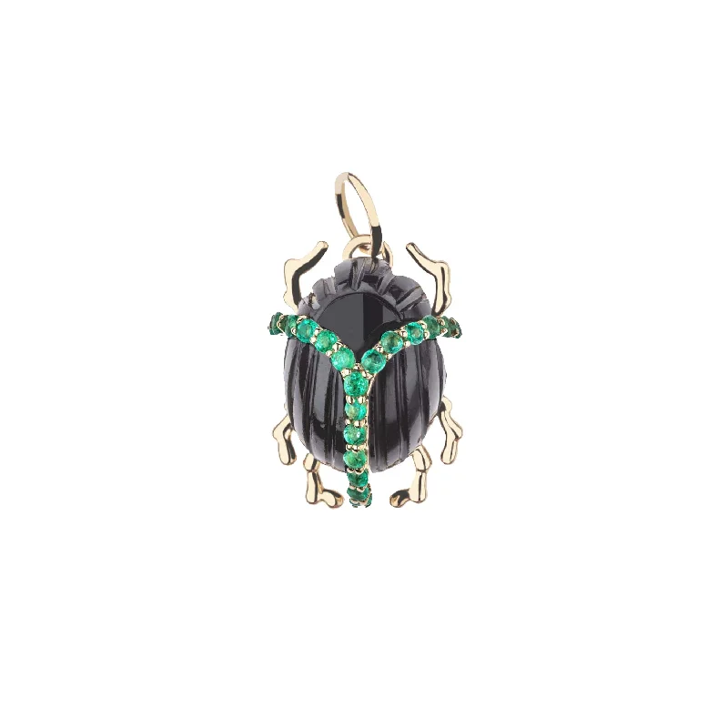 PROTECT Onyx Scarab Pendant in Solid Gold