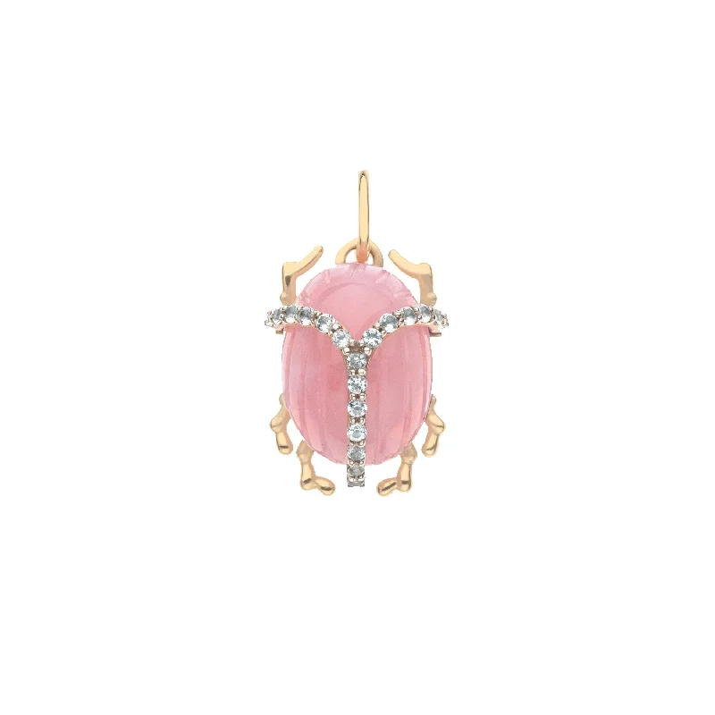 PROTECT Pink Jade Scarab Pendant in Solid Gold