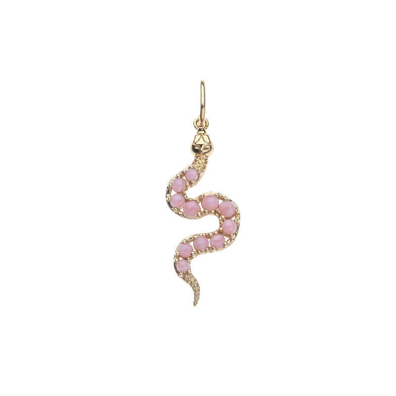 PROTECT Pink Opal Snake Pendant in Solid Gold