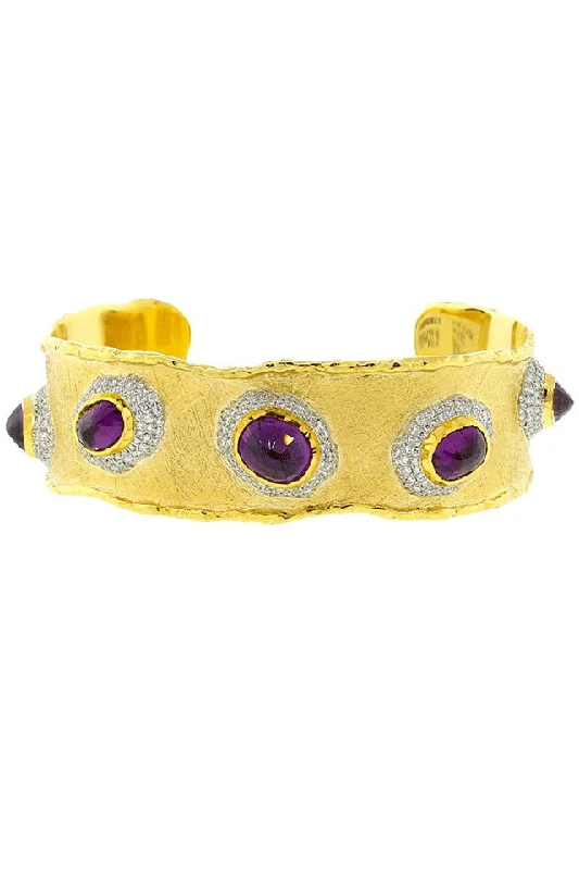 Purple Garnet And Diamond Cuff