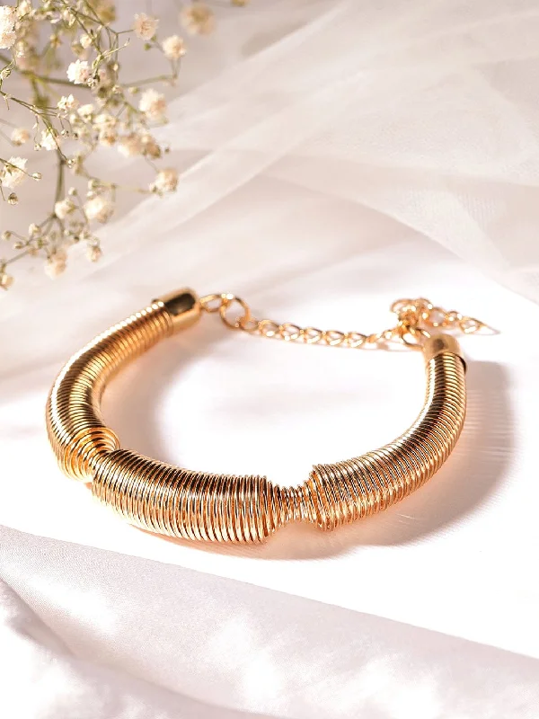 Rubans 18K Gold Plated Coiled Adjustable Chain Bracelet