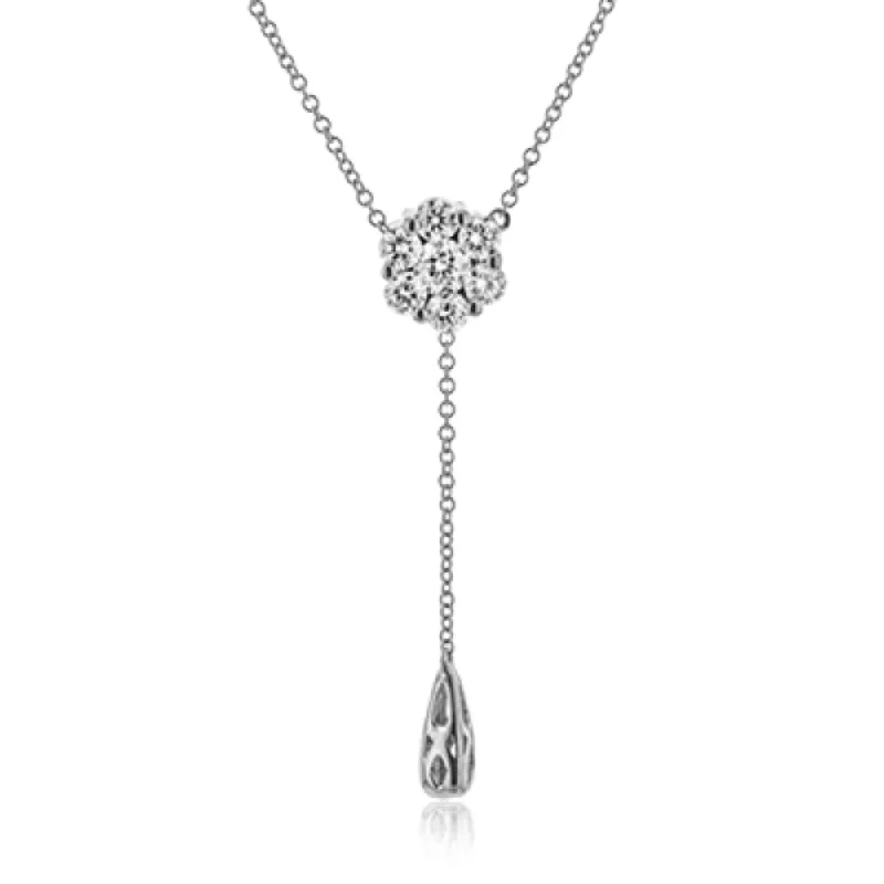 Simon G. 18k Gold Diamond Cluster Pendant Necklace