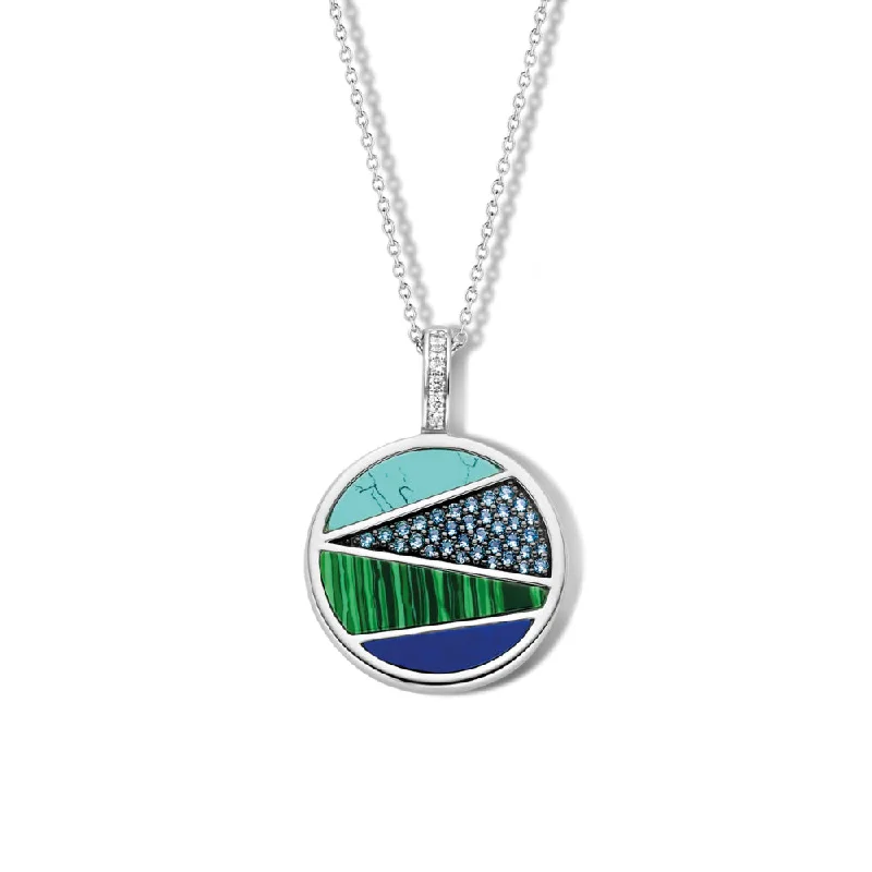 Ti Sento Sterling Silver Shimmering Patchwork Pendant Necklace